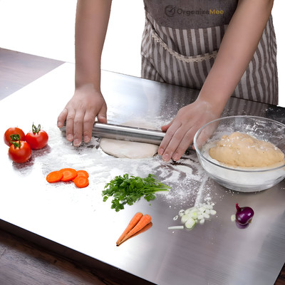 NORVIUM Stainless steel Chopping board(42cm X32cm)for Kitchen Fruit Cutter Cutting Board Stainless Steel Cutting Board(Steel Pack of 1 Dishwasher Safe)