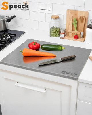 SPEACK Multipurpose Kitchen Prep Chopping & Slicing – 31 × 41 cm Stainless Steel Cutting Board(Steel Pack of 1 Dishwasher Safe)