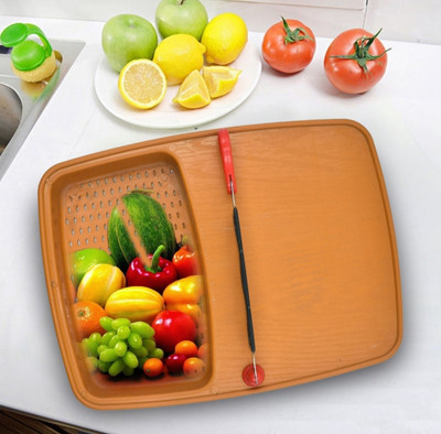 maktun 2 in 1 chopping board Plastic Cutting Board(Brown Pack of 1 Dishwasher Safe)
