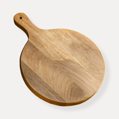 BASKBY Mango Wood Chopping Board | Round Shape | Reversible | 9.5 x 14 Inch Wooden Cutting Board(Brown Pack of 1 Dishwasher Safe)