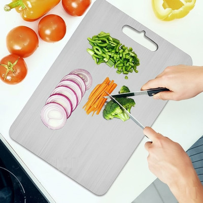 MAK BROTHERS Stainless Steel Kitchen,Choping Board Vegetable,Fruit Cutter,vegitable Chopper Stainless Steel Cutting Board(Silver Pack of 1 Dishwasher Safe)