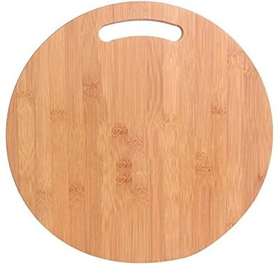 ganeshwerhouse Wooden Round Chopping Board/Cutting Board/Serving Board, Plate for Pizza Bamboo Cutting Board(Brown Pack of 1)