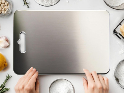 PanCraft Stainless Steel Chopping Board 35x25 cm – 304 Grade Rust-Free | Stainless Steel Cutting Board(Dishwasher Safe)