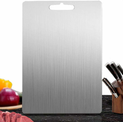 HALSEY Stainless Steel Chopping Board for Cutting - Chopping Vegetables (24.5x34.5cm) Stainless Steel Cutting Board(Steel Pack of 1 Dishwasher Safe)
