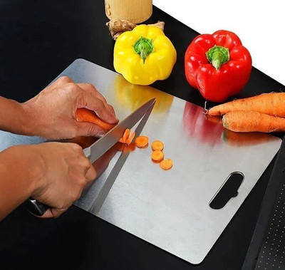 CityBastion Chopping Board,Vegetable and Fruit Cutting Board(25cm*35cm) Stainless Steel Cutting Board(Silver Pack of 1 Dishwasher Safe)