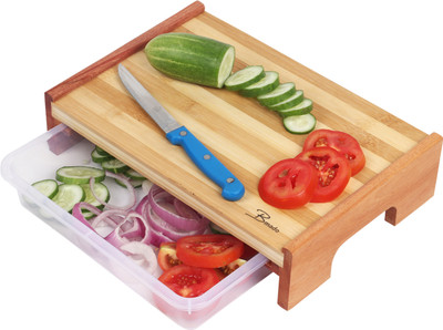 Bmado Multifunction Sliding Tray Chopping Cutting Boards and Sliding Basket for Wooden Cutting Board(Brown Pack of 1)