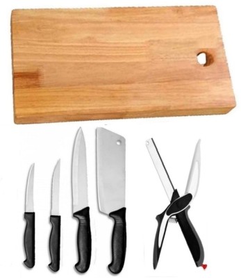 JD ENTERPRISE Kitchen Chopping Cutting Slicing Board with Knife set and knife cutting board Wooden Cutting Board(Multicolor Pack of 6 Dishwasher Safe)