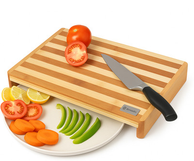 Bmado Bamboo Chopping Board – Durable, Knife-Safe for Veggies, Meat & More (Medium) Wooden Cutting Board(Brown Pack of 1)