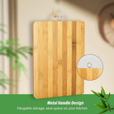 Skayzone With Steel Hook For Hanging Chopping Board For Fruit, Vegetables, Meat & etc.. Bamboo Cutting Board(Multicolor Pack of 1 Dishwasher Safe)