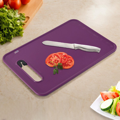 HOMESTIC 2-in 1 Plastic Chopping Board for Kitchen with Knife Sharpener | Plain Purple Plastic Cutting Board(Purple Pack of 1 Dishwasher Safe)