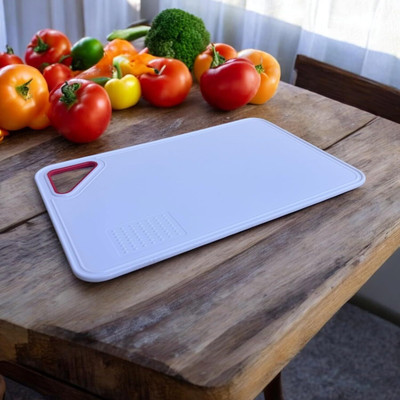 Wallop Cutting & Chopping Board with Handle Plastic Cutting Board(White Pack of 1 Dishwasher Safe)