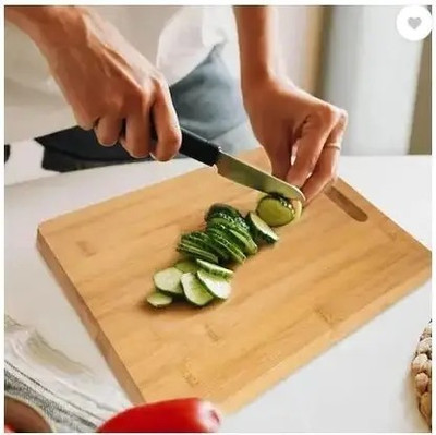 Wozzbuy Wood Chopping Cutting Board-E Wooden Cutting Board(Beige Pack of 1 Dishwasher Safe)