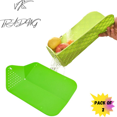 vks trading MULTI CHOPPING BOARD AND STAND FOR CUTTING AND CHOPPING OF VEGETABLES Pack of 2 Plastic Cutting Mat(Green Pack of 2 Dishwasher Safe)