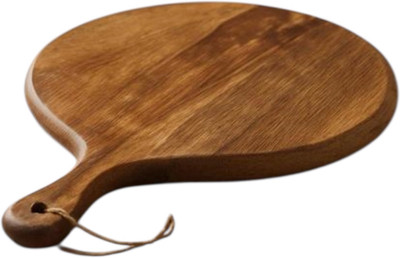 BASKBY BASKBY Mango Wood Chopping Board | Round Shape | Reversible | 9.5 x 14 Inch Wooden Cutting Board(Brown Pack of 1 Dishwasher Safe)