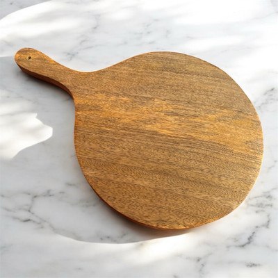 Hutson BASKBY Mango Wood single piece Round Cutting/ Chopping Board/ Serving tray | Wooden Cutting Board(Brown Pack of 1 Dishwasher Safe)