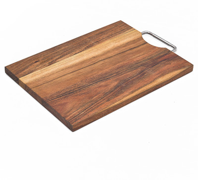 OGGN Wooden Kitchen Chopping Cutting Board with SS Handle for Fruits Vegetables Meat Wooden, Stainless Steel Cutting Board(Brown Pack of 1 Dishwasher Safe)