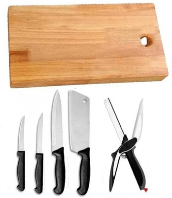 JD ENTERPRISE Kitchen Chopping Cutting Slicing Board with Knife set and knife cutting board Wooden Cutting Board(Multicolor Pack of 6 Dishwasher Safe)
