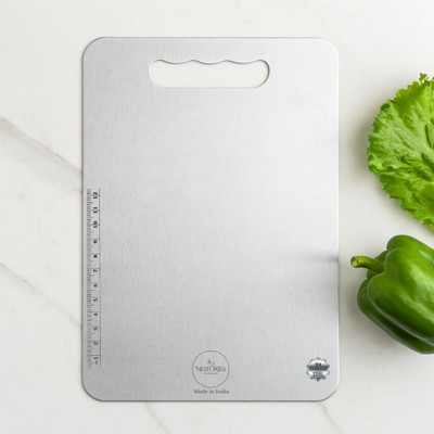 Nestories Premium Chopping Board (31 × 20.5 cm) Stainless Steel Cutting Board(Silver Pack of 1 Dishwasher Safe)
