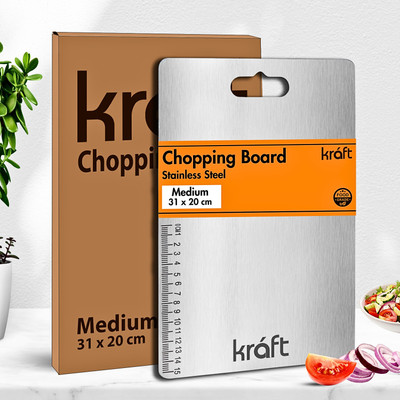 kraft Stainless Steel Chopping Board,Vegetable cutting board,Rust Proof chopper board Stainless Steel Cutting Board(Silver Pack of 1 Dishwasher Safe)