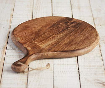 Dog Boss Wooden Round Serving & Chopping Board with Handle Wooden Cutting Board(Brown Pack of 1)