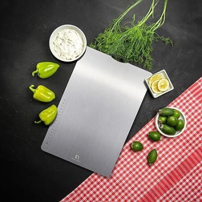 KORZA HOME Large Size Heavy Duty Chopping Board for Kitchen Vegetable & Fruit Stainless Steel Cutting Board(Steel Pack of 1 Dishwasher Safe)