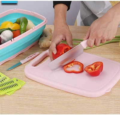 AADGEX Cutting Board for Kitchen Plastic Cutting Board(Pink Pack of 1 Dishwasher Safe)
