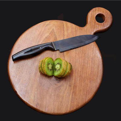 woodcarver Kitchen Chopping, and Slicing Board with Handle for Fruits, Vegetables and Meat Wooden Cutting Board(Brown Pack of 1 Dishwasher Safe)