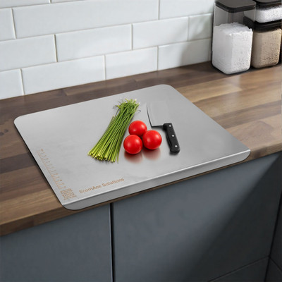 Ecom Solutions Stainless Steel Chopping Board Large Countertop Cutting Board for Kitchn silver Stainless Steel Cutting Board(Silver Pack of 1 Dishwasher Safe)
