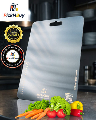PickNBuy Kitchen Chopping Board (35.5 x 25 Cm) Dual-Side Vegetables, Fruits, Cutter Stainless Steel Cutting Board(Silver Pack of 1 Dishwasher Safe)