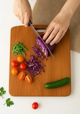 woodcarver Cutting Slicing Board Wooden Cutting Board(Brown Pack of 1 Dishwasher Safe)