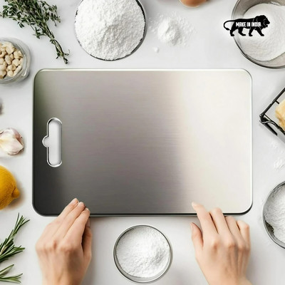 NORVIUM 35cmX25cm Stainless steel Chopping for Kitchen Fruit Cutter steel Cutting Board Stainless Steel Cutting Board(Steel Pack of 1 Dishwasher Safe)