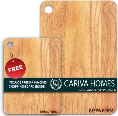 Cariva Homes Chopping Board 22 x 32 CM -Durable Cutting Board for Kitchen Rectangular Shape Wooden Cutting Board(Brown Pack of 2 Dishwasher Safe)