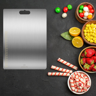 Linensutra Chopping Board Large (35CM X 25CM) Stainless Steel Cutting Board(Silver Pack of 1 Dishwasher Safe)