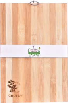 choppifyy chopping board with hookholder Bamboo, Wooden Cutting Board(Brown Pack of 1 Dishwasher Safe)