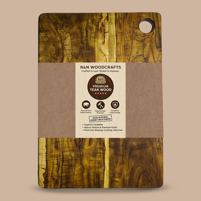 N&N WOODCRAFTS Natural Teak Wood Chopping and Cutting Board Vegetable & Fruit Cutting Board Wooden Cutting Board(Dishwasher Safe)