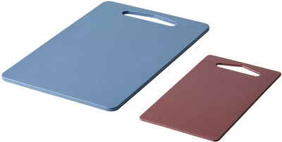 IKEA BERGTUNGA Chopping Board, Set of 2, Dark Blue/red. Polypropylene, Plastic Cutting Board(Blue, Brown Pack of 1 Dishwasher Safe)
