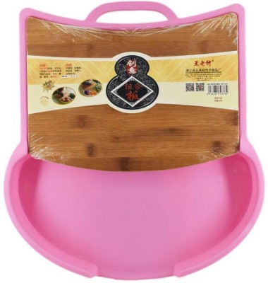 KidsCity.In Wooden with Plastic Chopping Board for chop and drop (ZLFH01-9) Wooden Cutting Board(Pink Pack of 1 Dishwasher Safe)