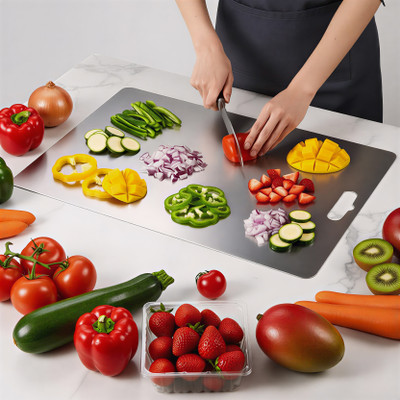 satish 31x21 CM Chopping Board Stainless Steel Cutting Board(Steel Pack of 1 Dishwasher Safe)