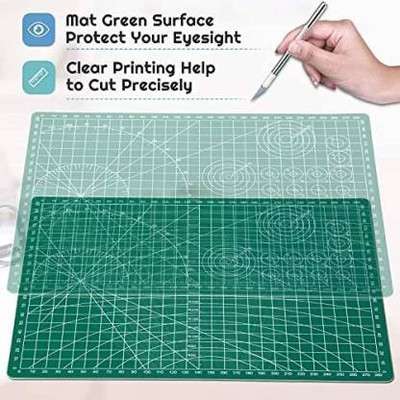 BAOER A4 Size Art Self Healing PVC Double Sided Gridded Rotary Cutting Board for Craft Cutting Mat(8.3 inch x 11.7 inch)