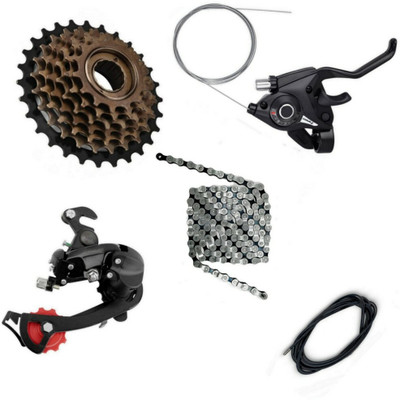 Xezon 7 Speed Gear Set With Derailleur Chain Freewheel Mountain Bike, Racing Bike, Road Bicycle Wheel(Rear Pack of 1)