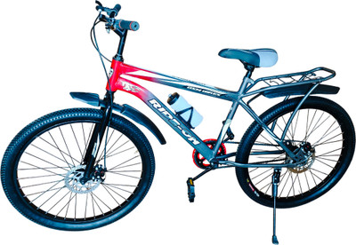 OSMDEALS Rideon 26T MTB Dual Disc Brakes Power Packed Performance 26 T (inch) Hybrid Cycle/City Bike(Single Speed, Grey, Red, Rigid)