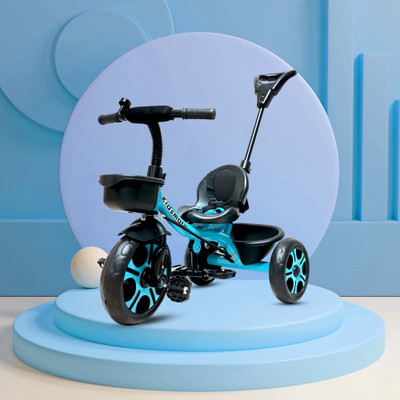 Kidsmate Junior 2.0 Kids Tricycle With Parental Control, Storage Basket, 10 T (inch) Road Cycle(Single Speed, Blue, Rigid)