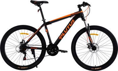 PLUTUS Durango MTB Cycle Age-12+ with Dual Disc Brake, Multi Speed (Orange) 27.5 T (inch) Mountain Cycle(21 Gear, Orange, Only Front Suspension)