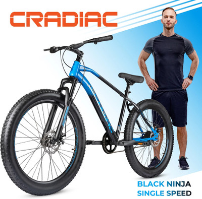 CRADIAC BLACK NINJA SINGLE | FAT BIKE | DUAL DISC 26 T (inch) Mountain Cycle(Single Speed, Blue, Only Front Suspension)