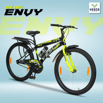 VESCO ENVY City Bike/cycle with Inbuilt Carrier for Boys/Men 26 T Road Cycle(Single Speed, Black, Rigid)