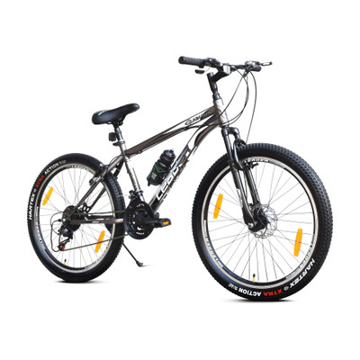LEADER Gladiator 26tT Multi Speed [21 Speed] Cycle with Front and Disc Brake 26 T (inch) Hybrid Cycle/City Bike(21 Gear, Grey, Only Front Suspension)