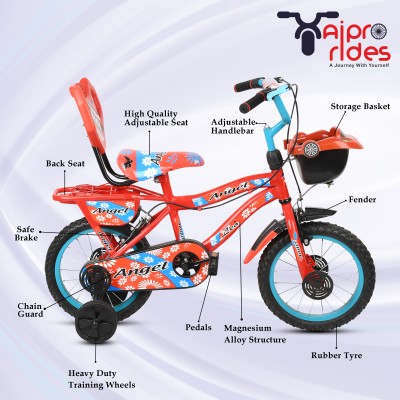 crafto kids 14T CUTE ANGEL BICYCLE NEW RED VARIANT) HEAVY DUTY BICYCLE 14 T Recreation Cycle(Single Speed, Red)