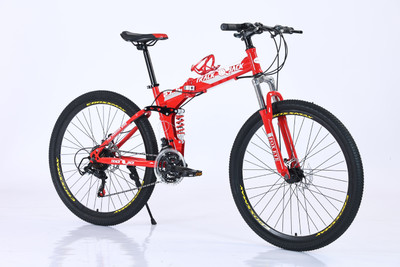 Track Jack Foldable Mountain Bicycle, 27.5’’T 16”Frame MTB Cycle with Disc Brakes 21Gear 27.5 T (inch) Folding Bikes/Folding Cycle(21 Gear, Red, Dual Suspension)