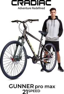 CRADIAC GUNNER PRO MAX | 6061 ALLOY FRAME | SHIMANO ACERA | ZOOM LOCKOUT SUSPENSION 700C T Hybrid Cycle/City Bike(21 Gear, Grey, Only Front Suspension)