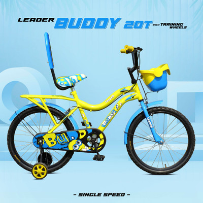 LEADER Buddy 20T Kids Cycle with Sturdy Training Wheels & Basket | Perfect for 5–9 Year 20 T (inch) Road Cycle(Single Speed, Yellow, Blue, Rigid)